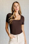 Hazel Blues® |  They're Not Like Us Square Neck Bodysuit in Espresso