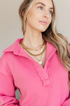 Hazel Blues® |  Same Ol' Situation Collared Pullover in Hot Pink