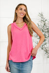 Hazel Blues® |  Thread Lightly Ribbed Knit Tank in Strawberry Pink