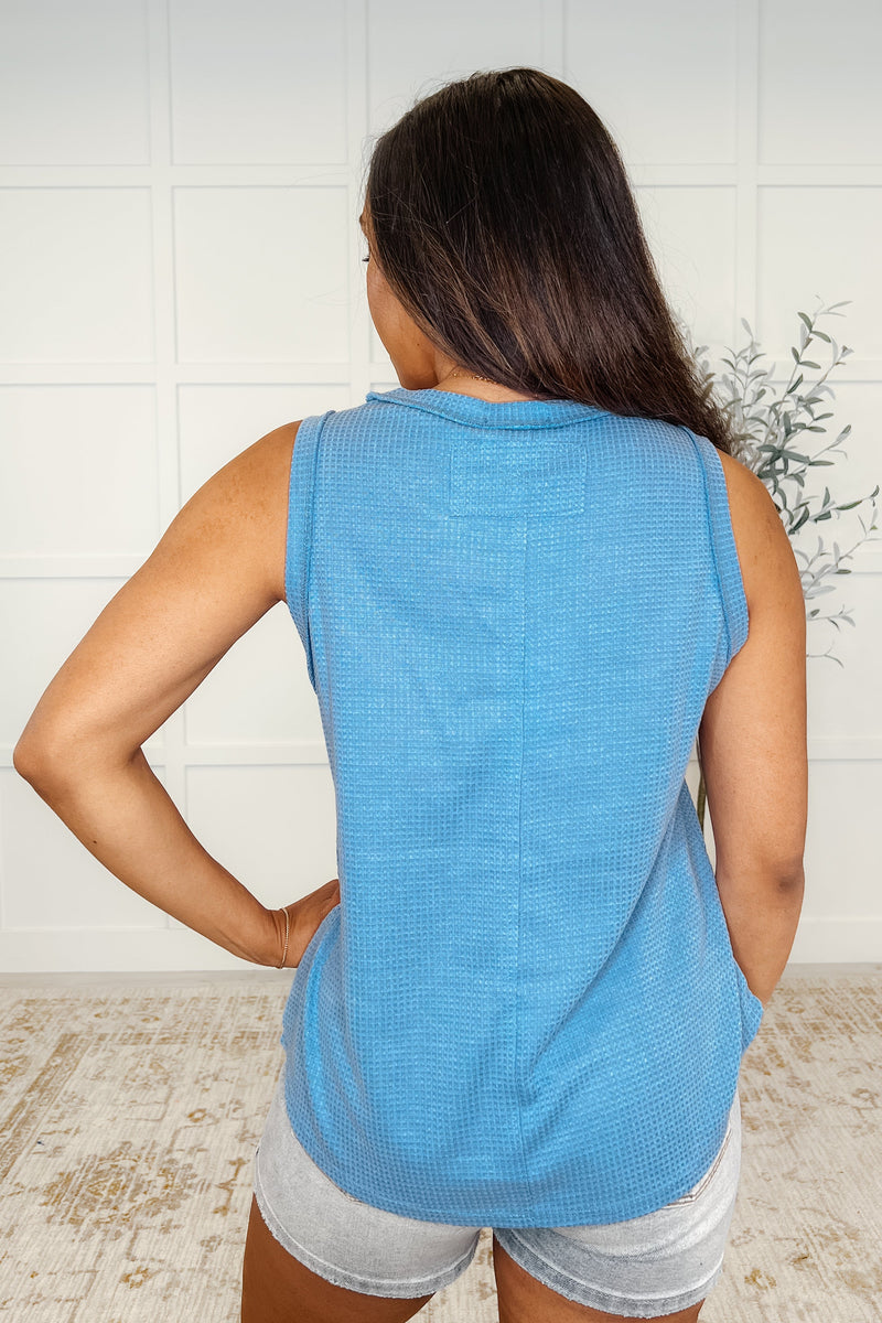 Hazel Blues® |  Thread Theory Round Neck Tank in Denim Blue