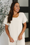 Thyme Boxy Tee in Cream