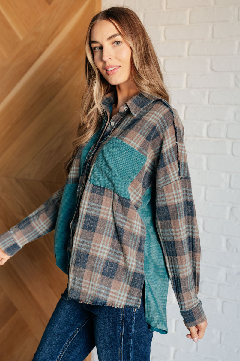 Hazel Blues® |  Tied for Time Thermal Plaid Button Up