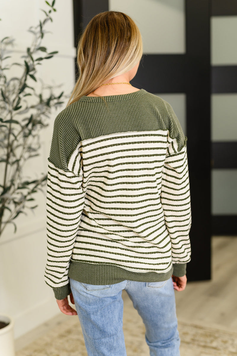 Hazel Blues® |  Timeless Lines Contrast Henley Top