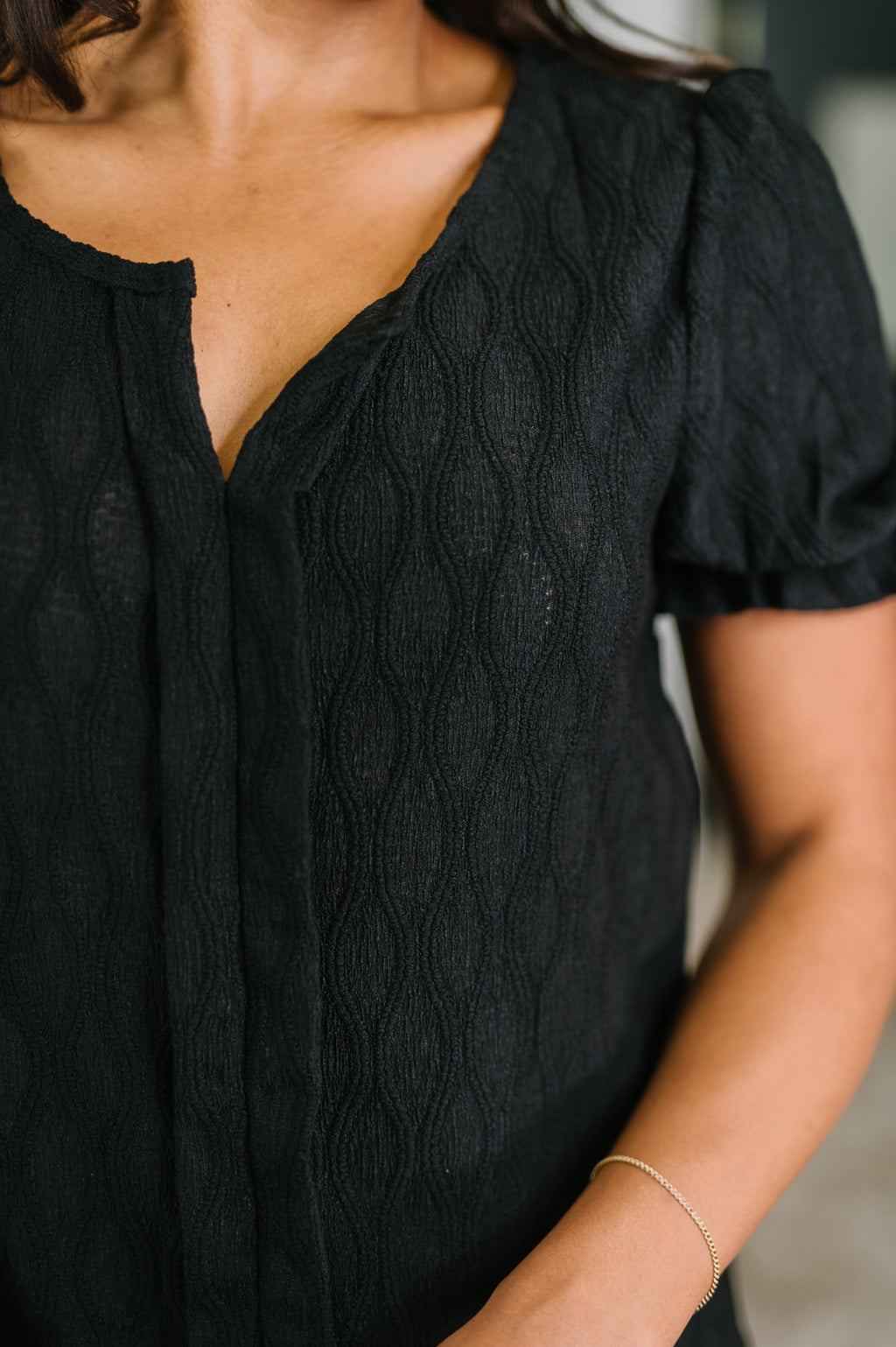 Hazel Blues® |  To Call My Own Textured Blouse in Black