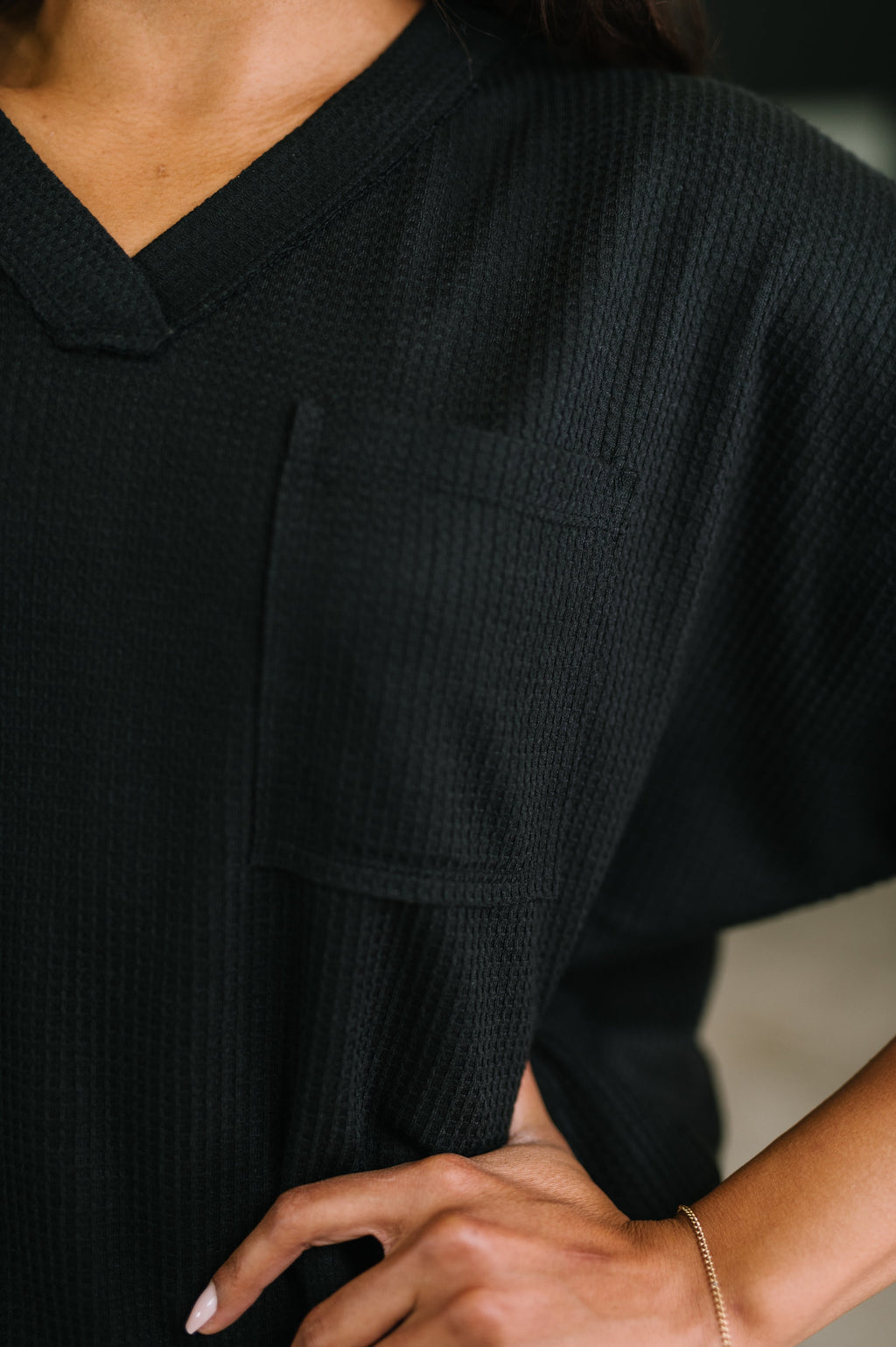 Hazel Blues® |  Together We're Unlimited Basic V-Neck Tee in Black