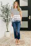 Hazel Blues® |  Too Sweet to Share Scalloped Hem Blouse in Ivory and Navy