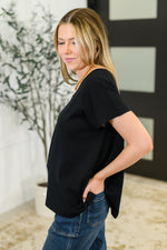 Hazel Blues® |  Top Shelf Basic V-Neck Ribbed Tee in Black