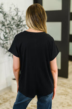 Hazel Blues® |  Top Shelf Basic V-Neck Ribbed Tee in Black