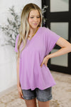 Hazel Blues® |  Top Shelf Basic V-Neck Ribbed Tee in Lavender