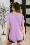 Hazel Blues® |  Top Shelf Basic V-Neck Ribbed Tee in Lavender