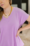 Hazel Blues® |  Top Shelf Basic V-Neck Ribbed Tee in Lavender