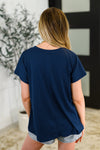 Hazel Blues® |  Top Shelf Basic V-Neck Ribbed Tee in Navy