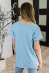 Hazel Blues® |  Top Shelf Basic V-Neck Ribbed Tee in Sky Blue