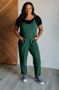 Hazel Blues® |  Totally Me Spaghetti Strap Jumpsuit in Dark Green