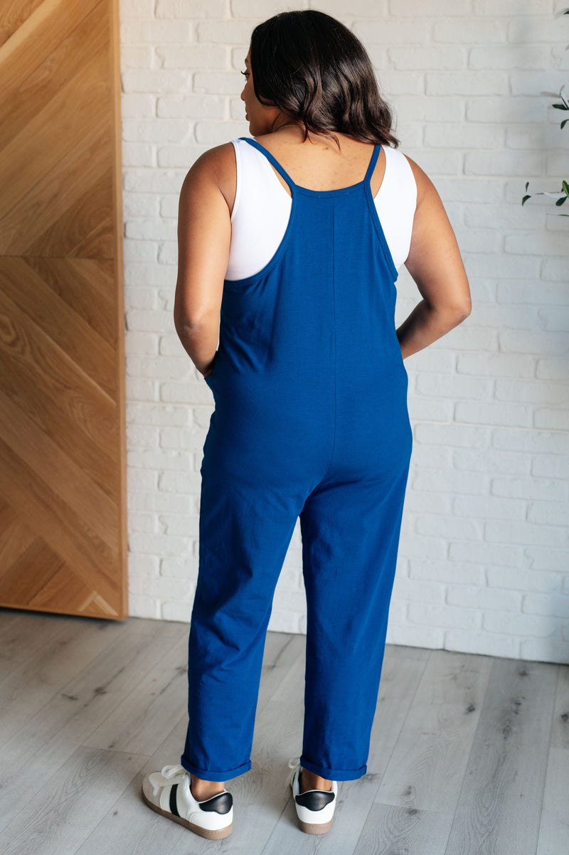 Hazel Blues® |  Totally Me Spaghetti Strap Jumpsuit in Light Navy