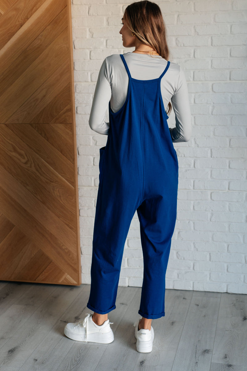 Hazel Blues® |  Totally Me Spaghetti Strap Jumpsuit in Light Navy