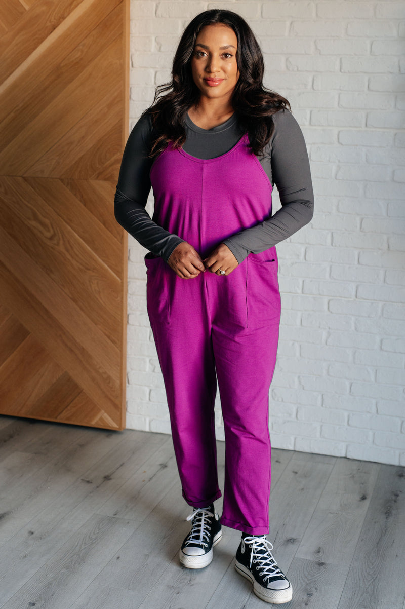 Hazel Blues® |  Totally Me Spaghetti Strap Jumpsuit in Light Plum