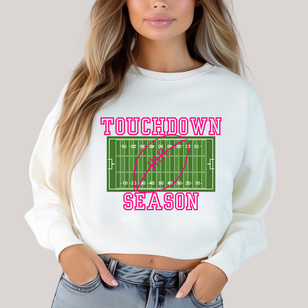 Hazel Blues® |  Touchdown Season in White Sweatshirt