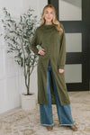 Hazel Blues® |  Travel City Scape Turtle Neck Tunic in Olive