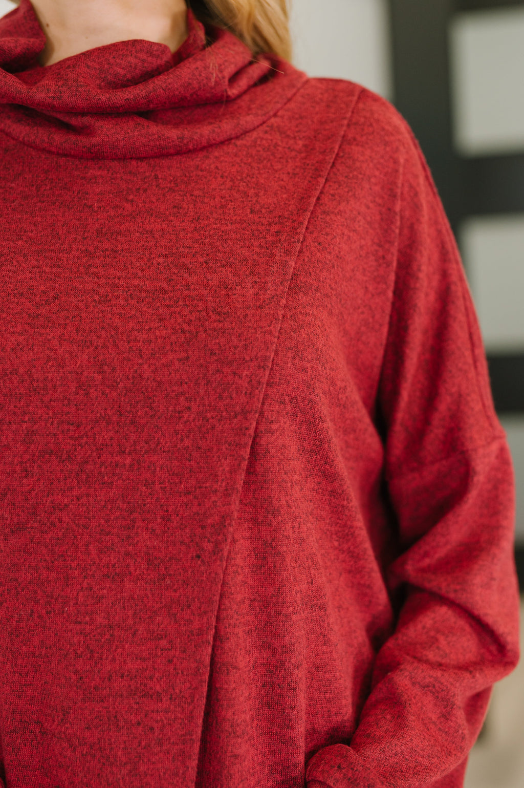 Hazel Blues® |  Travel City Scape Turtle Neck Tunic in Wine