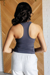 Hazel Blues® |  Truly Loyal Racerback Tank in Charcoal