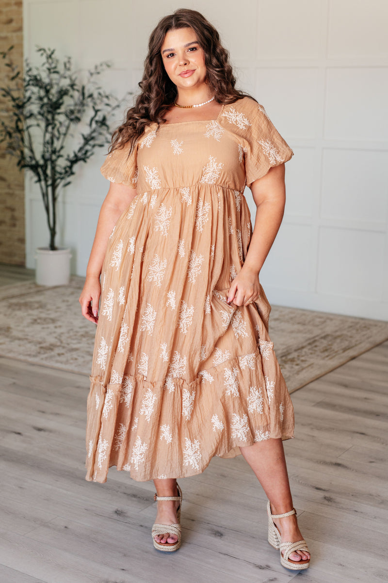 Hazel Blues® |  Trusting My Intuition Balloon Sleeve Dress in Camel