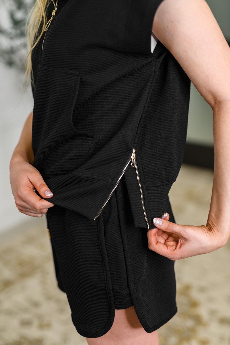 Hazel Blues® |  Twenty Four Karat Half Zip Top and Shorts Set