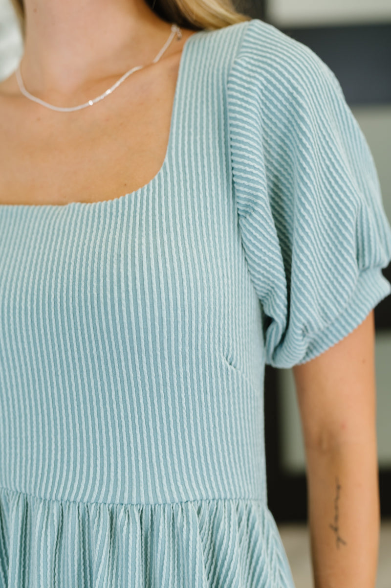 Hazel Blues® |  Twirlin’ Dirty Cable Ribbed Knit Dress in Sage Green