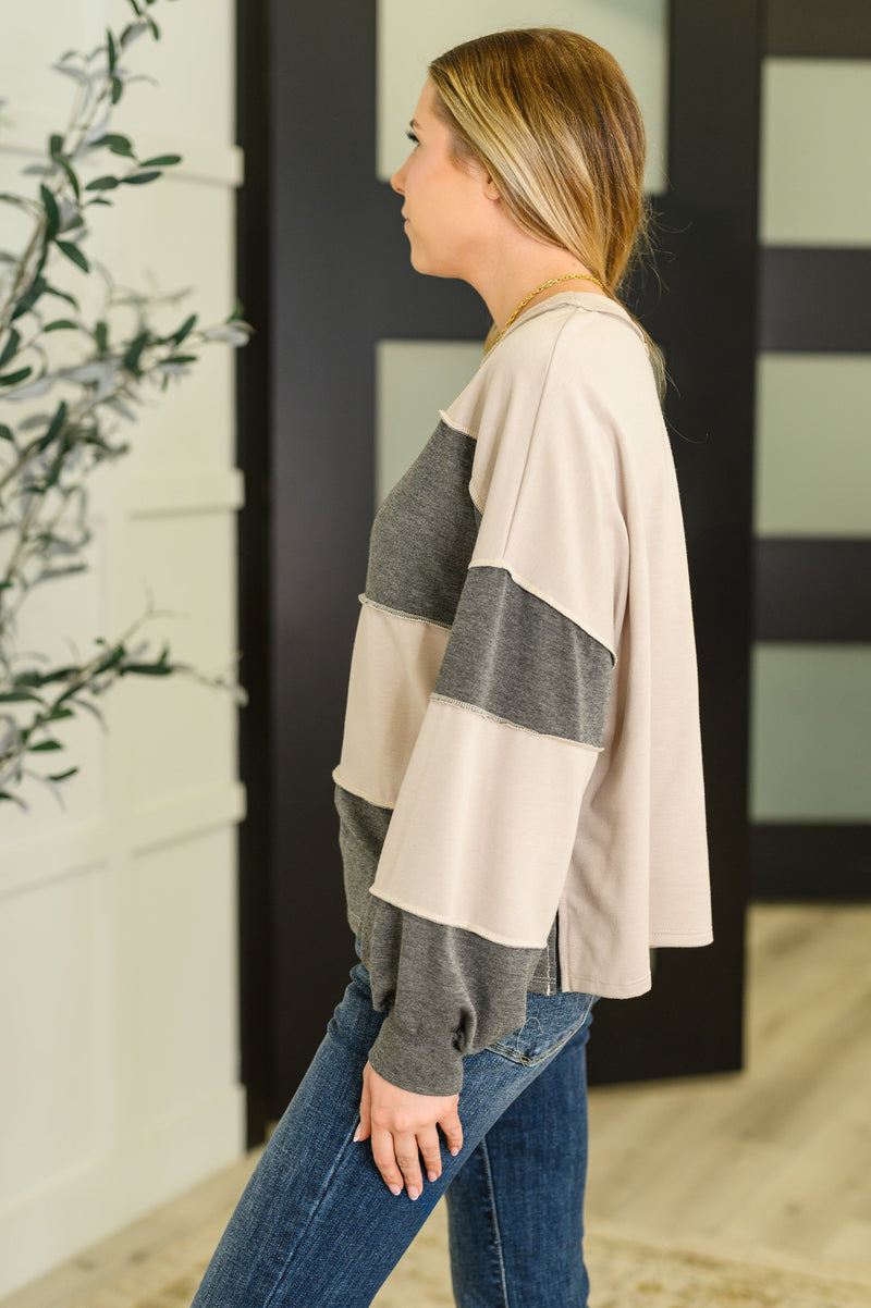 Hazel Blues® |  Two-Tone Take Drop Shoulder Top