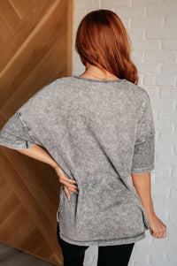 Hazel Blues® |  Unbothered Mineral Wash Top in Grey