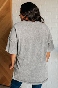 Hazel Blues® |  Unbothered Mineral Wash Top in Grey