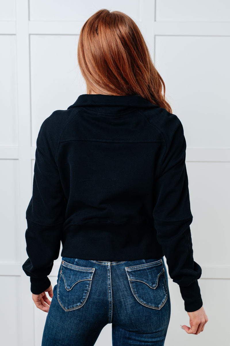 Hazel Blues® |  Under Her Spell Half Zip Pullover in Black