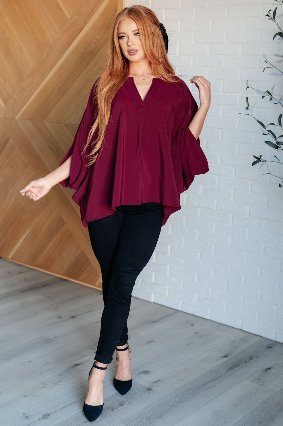 Hazel Blues® |  Universal Philosophy Blouse in Wine