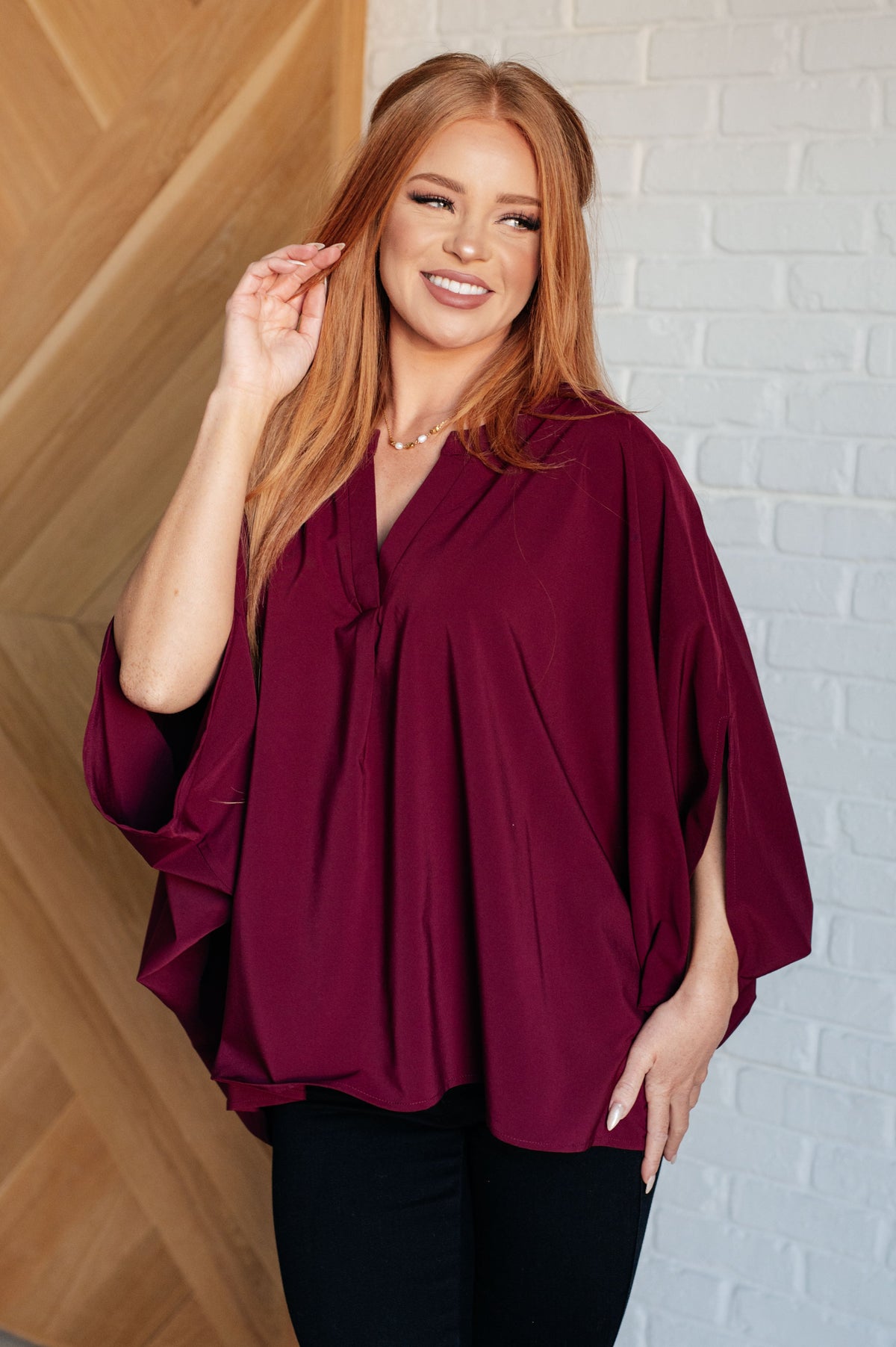 Hazel Blues® |  Universal Philosophy Blouse in Wine