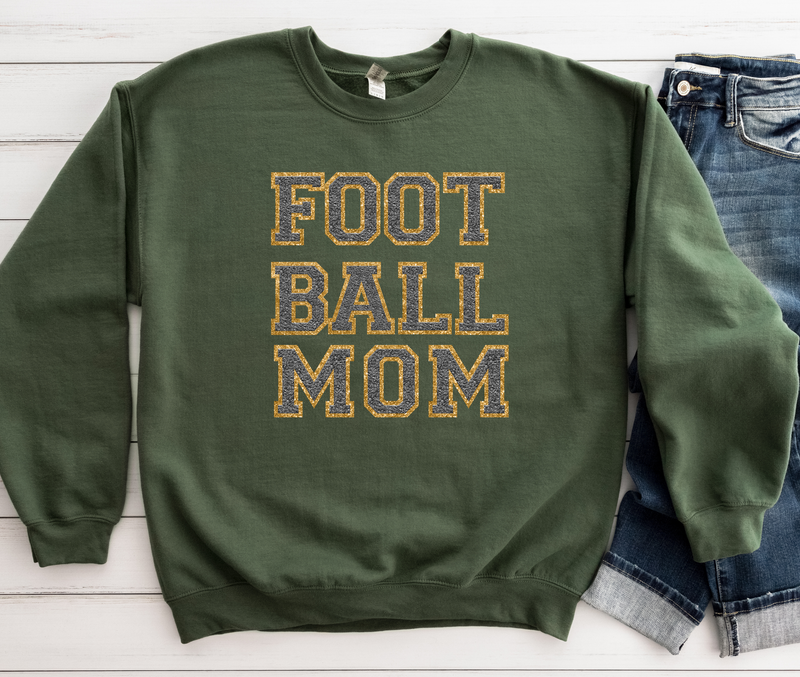 Hazel Blues® |  Football Mom Stacked Chenille Patch Sweatshirt