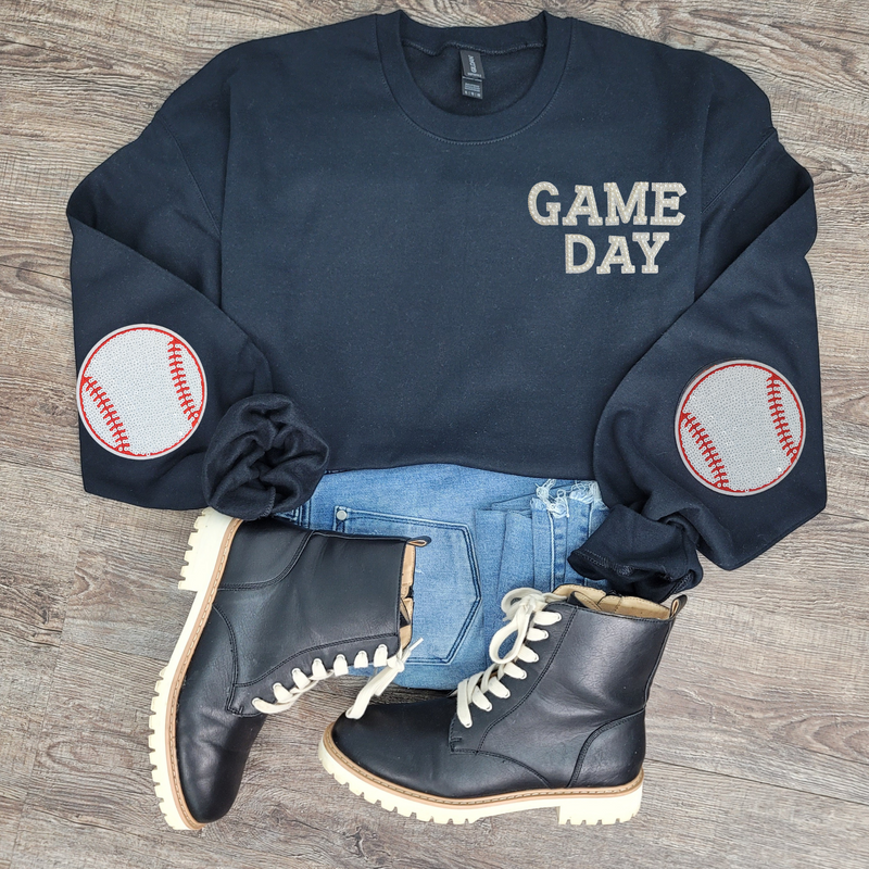 Hazel Blues® |  Game Day Pearl w/Baseball Patch Sweatshirt