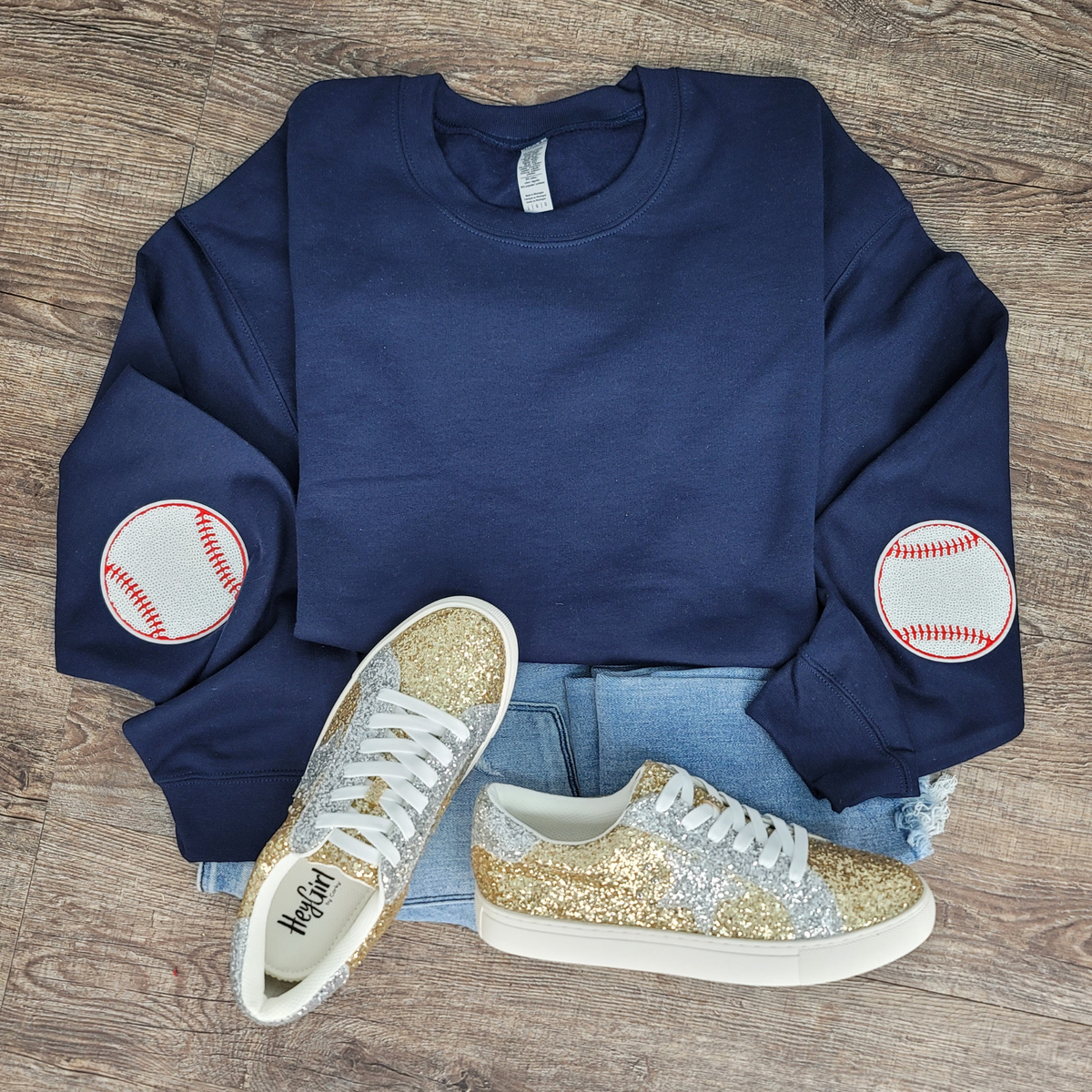 Hazel Blues® |  Game Day Pearl w/Baseball Patch Sweatshirt