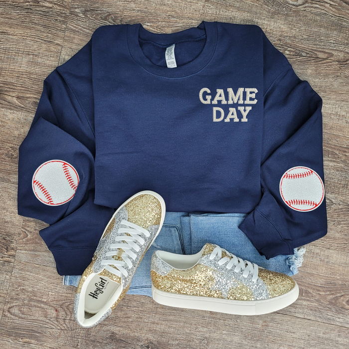 Hazel Blues® |  Game Day Pearl w/Baseball Patch Sweatshirt