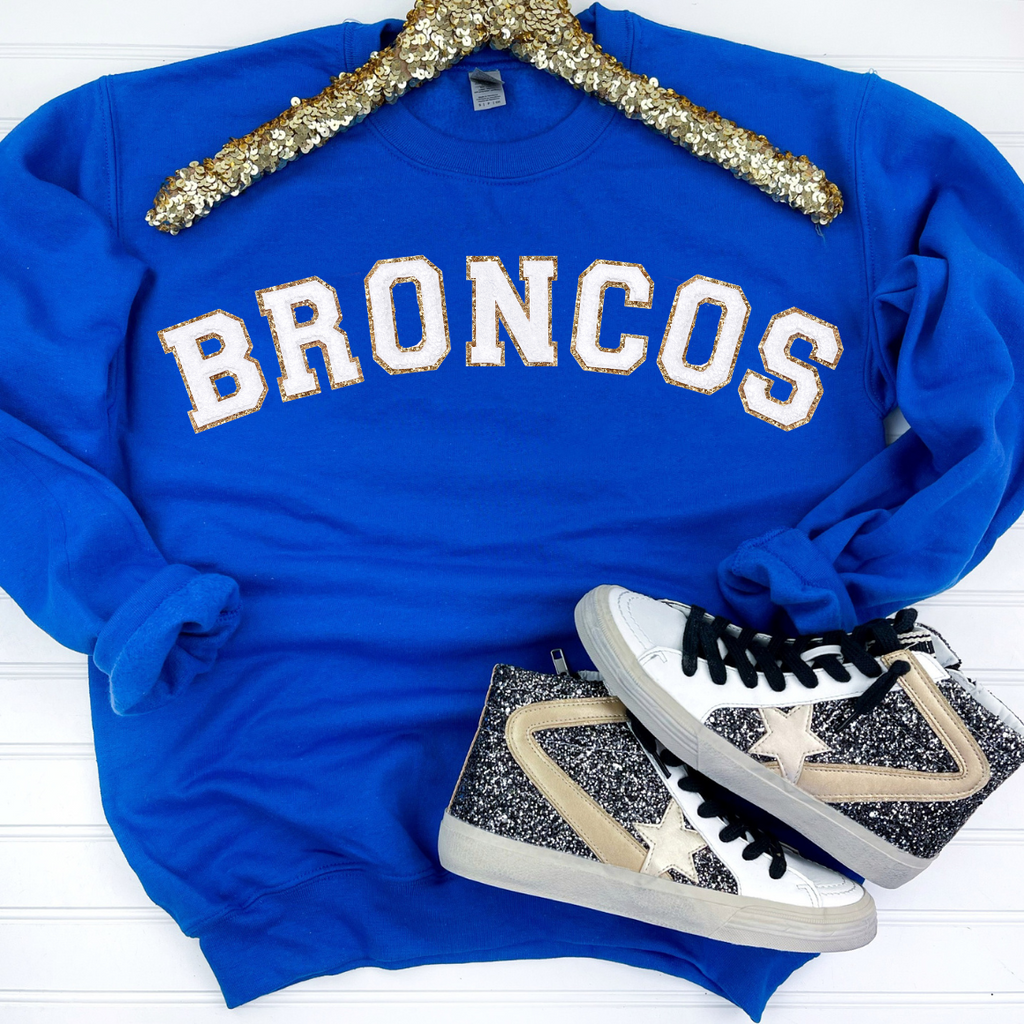 Hazel Blues® |  Game Day Patch Sweatshirt: BRONCOS