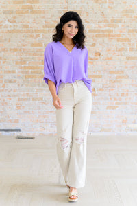 Hazel Blues® |  Up For Anything V-Neck Blouse in Lavender