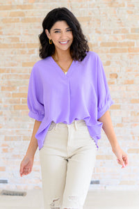 Hazel Blues® |  Up For Anything V-Neck Blouse in Lavender