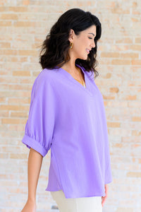 Hazel Blues® |  Up For Anything V-Neck Blouse in Lavender