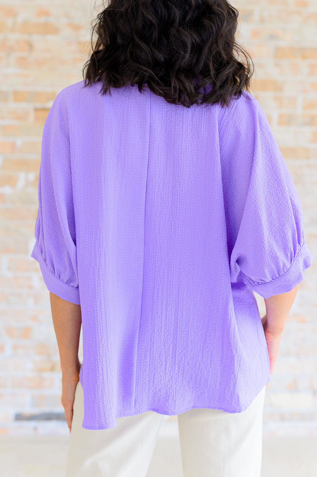 Hazel Blues® |  Up For Anything V-Neck Blouse in Lavender