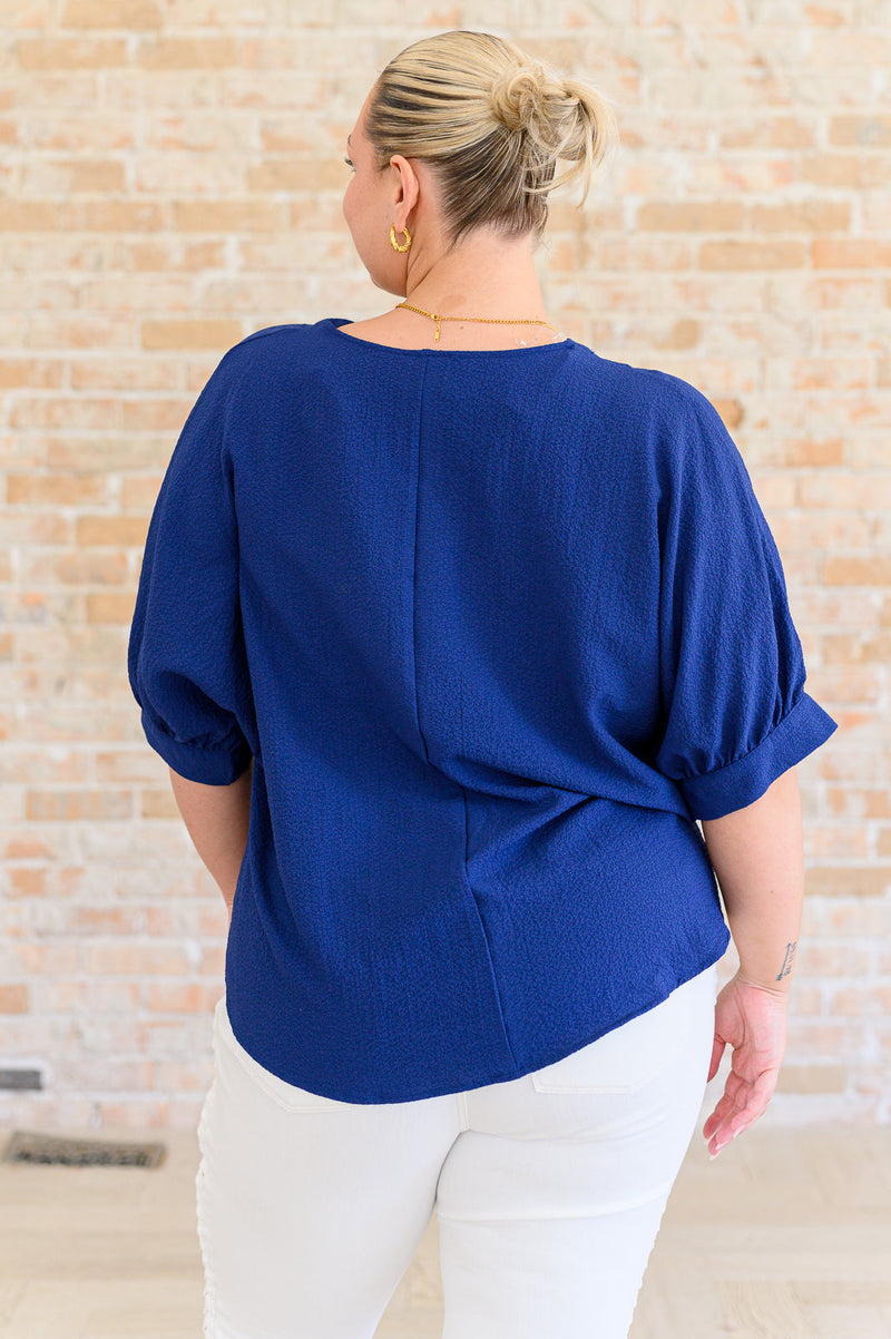 Hazel Blues® |  Up For Anything V-Neck Blouse in Navy