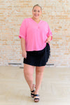 Hazel Blues® |  Up For Anything V-Neck Blouse in Pink