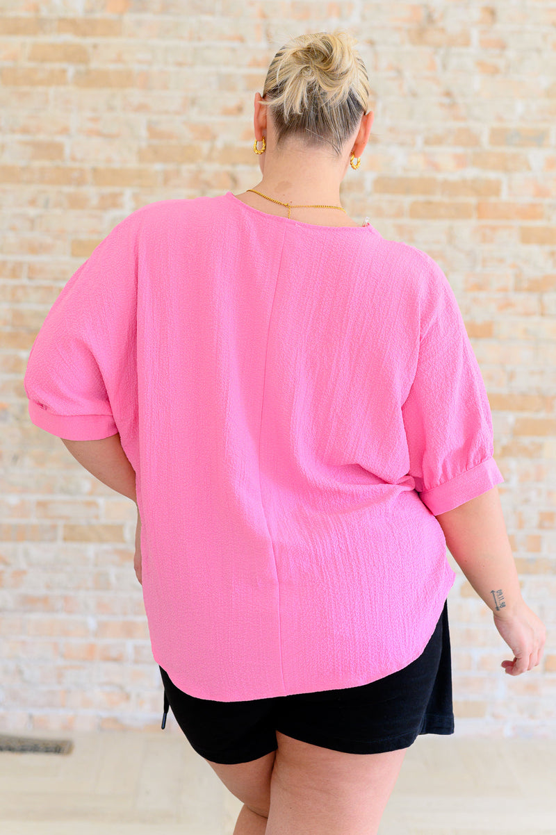 Hazel Blues® |  Up For Anything V-Neck Blouse in Pink