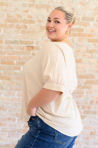 Hazel Blues® |  Up For Anything V-Neck Blouse in Taupe