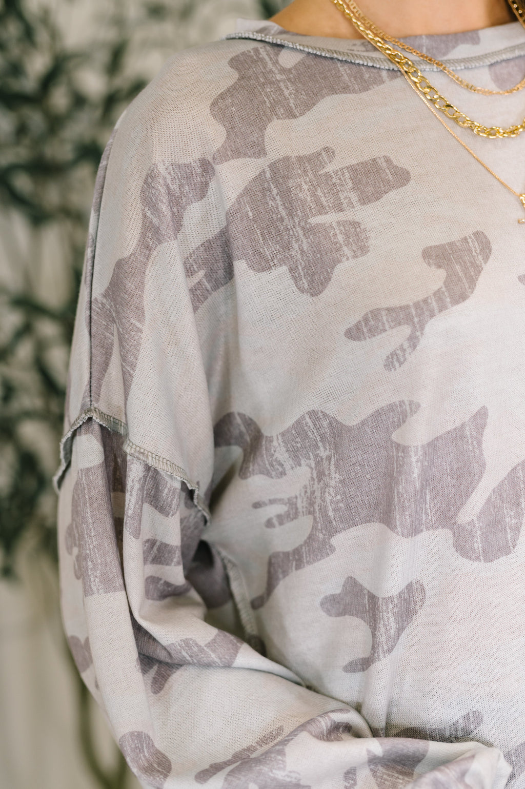 Hazel Blues® |  Urban Camo Drop Shoulder Top