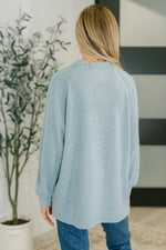 Urban Flux Scooped Hi-Low Long Pullover in Blue Grey