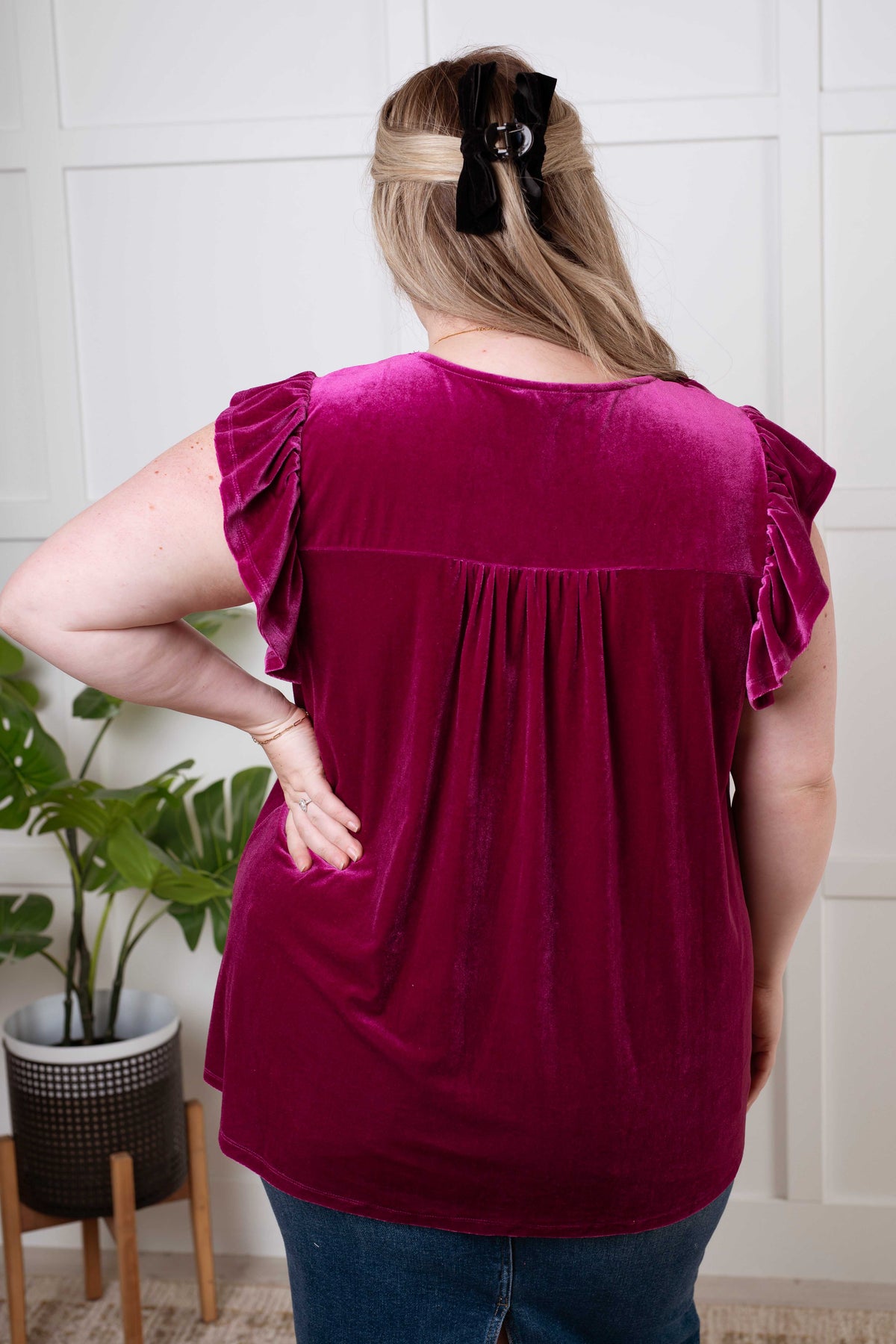 Hazel Blues® |  Velveteen Queen Blouse in Magenta